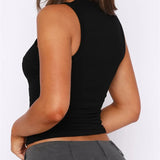 Casual Sleeveless Solid Color Slim Fit Pullovers Mini Vest Female Base Tank Tops Crop Tops