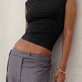 Casual Sleeveless Slim Fit Pullovers Backless Tie-up Female Base Vest Top Clubwear Crop Tops
