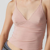 Solid Color V-Neck Summer Backless Spaghetti Strap Sleeveless Mini Vest Streetwear  Crop Tops