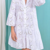 Embroidery Lace Hollow Out Long Sleeve Mini Dress