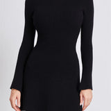 Knitted Ribbed Long Sleeve High Neck Slim Fit Mini Dress