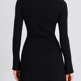 Knitted Ribbed Long Sleeve High Neck Slim Fit Mini Dress