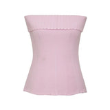 Knitted Ribbed Solid Summer Casual Sleeveless Backless Off Shoulder Vests Club Streetwear Crop Tops