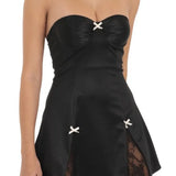 Strapless Off Shoulder Backless Bow Mini Dress