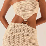 Sexy Knitted Hollow Out Tube Mini Dress