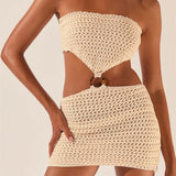 Sexy Knitted Hollow Out Tube Mini Dress