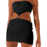 Sexy Knitted Hollow Out Tube Mini Dress