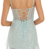 Sleeveless Strap Sequined Mini Dress