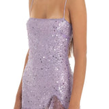 Sleeveless Strap Sequined Mini Dress