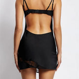 Spaghetti Strap Lace Patchwork Low Cut Mini Dress