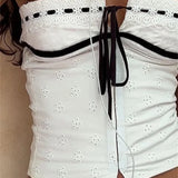 Tube Y2K Off Shoulder Sexy Sleeveless Busiters Top Fairy Grunge Front Tie-up Mini Vest  Crop Tops