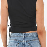 Slim Tank Solid Color Front Buttons Up Mini Vest Side Criss-Cross Tie-Up Waistcoat Streetwear  Crop Tops