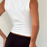 Black Bow Patchwork Sleeveless Mini Vest Summer Fashion Slim Fit White Camis Cropped Streetwear  Crop Tops