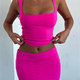 Wide Strap Camis Solid Sleeveless Square Neck Sling Tank Summer Exposed Navel Vests Streetwear Crop Tops