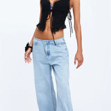 Lace Front Tie-up Fairy Grunge Spaghetti Strap Camisole Cute Mini Vest Streetwear Crop Tops
