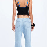 Lace Front Tie-up Fairy Grunge Spaghetti Strap Camisole Cute Mini Vest Streetwear Crop Tops