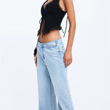 Lace Front Tie-up Fairy Grunge Spaghetti Strap Camisole Cute Mini Vest Streetwear Crop Tops