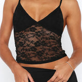 Sleeveless Strap Camis V Neck Summer Lace Mesh See Through Tank Slim Fit Mini Vest Streetwear  New Crop Tops