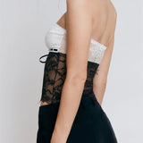 Going Out Tank Strapless Off Shoulder Lace Floral Tube Patchwork Slim Fit Party Mini Vest  Crop Tops