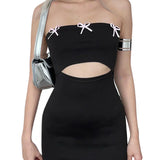 Gothic Bow Mini Dress Sweet Girl Lace A-Line Tank Top