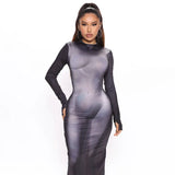 Party Club Bodycon Streetwear Fall Long Sleeve Dress Women Summer Clothes Maxi Dress