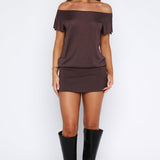 Following My Instincts Mini Dress Chocolate