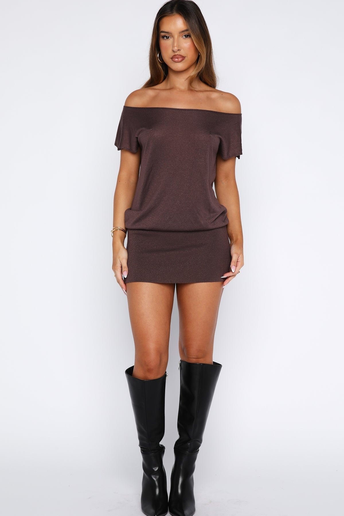 Following My Instincts Mini Dress Chocolate