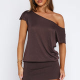 Following My Instincts Mini Dress Chocolate