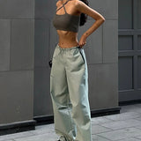 Vintage Baggy Streetwear Pockets Wide Leg High Waist Straight Denim Trouser