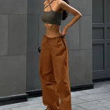 Vintage Baggy Streetwear Pockets Wide Leg High Waist Straight Denim Trouser