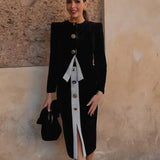Single Breasted Midi Skirt Office Two Piece Set