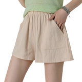 Linen Women Gym Workout Cotton Pants High Waisted Ladies Femme Sport Femme Streetwear Short