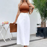 Elegant Women Summer Knitted Sheer Elastic Tube Translucent Nightclub Party Clubwear Female Clothing Skirt
