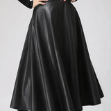 Elegant PU Leather High-Waist Party Skirt Bottom