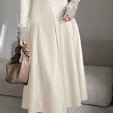 Elegant PU Leather High-Waist Party Skirt Bottom