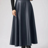 Elegant PU Leather High-Waist Party Skirt Bottom