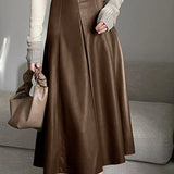 Elegant PU Leather High-Waist Party Skirt Bottom