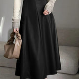 Elegant PU Leather High-Waist Party Skirt Bottom