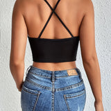 Halter Neck Crop Top-Backless & Criss Cross Detail-Perfect for Summer Crop Top