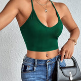 Halter Neck Crop Top-Backless & Criss Cross Detail-Perfect for Summer Crop Top