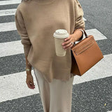 Classic Solid Turtleneck Knitted Warm Women's Autumn Long Sleeve Sweater