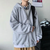 Clothes Hoodies Sweatshirt Drawstring Zip Up Drop Shoulder 2025 Streetwear Tops Coat