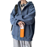 Clothes Hoodies Sweatshirt Drawstring Zip Up Drop Shoulder 2025 Streetwear Tops Coat