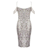 Women Sequin Crystal Spaghetti Strap Colorful Prom Dresses