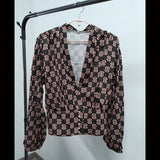 V-neck Lantern Sleeve Patchwork Printing Blouse