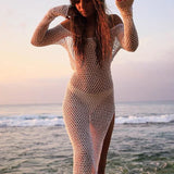 Crochet Beach Knitted Bohemian Hippie Clothing Maxi Dress