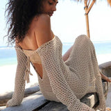 Crochet Beach Knitted Bohemian Hippie Clothing Maxi Dress