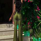 Bandage Crop Top and Flare Pants 2 Piece Sets