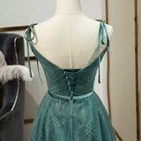Long Straps Spaghetti Tulle Evening Gown Prom Dresses