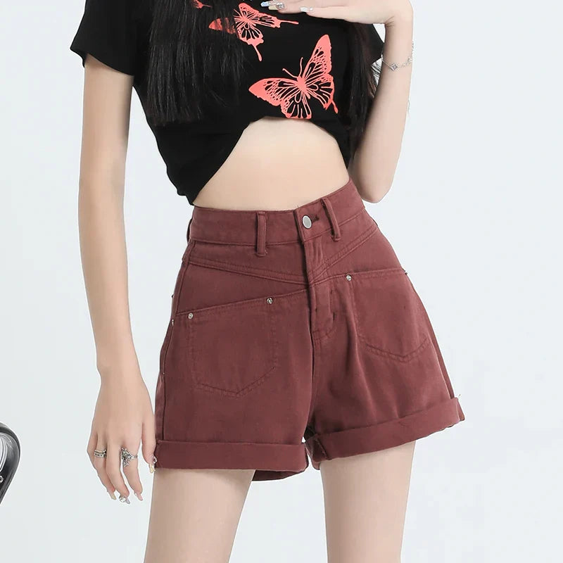 Summer Fashion Casual High Waist Slim Wide Leg Shorts